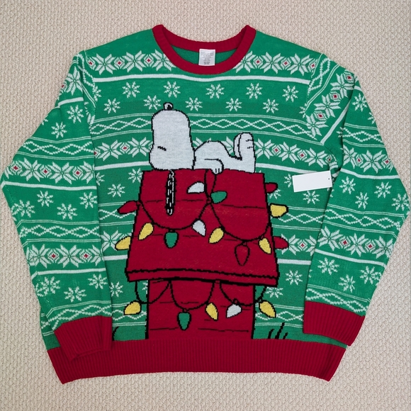 NWT Peanuts Snoopy Chillin' Dog House Christmas Ugly Sweater Adult 3XL 3XG XXXL - Picture 13 of 13